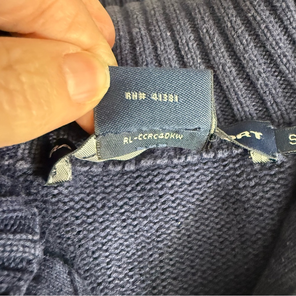Vintage Ralph Lauren Sport zip up blue mock neck sweater with logo size small - Picture 10 of 12